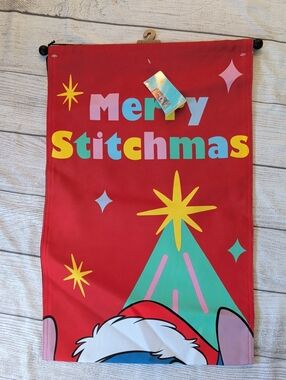 Merry Stitchmas Red Holiday Banner